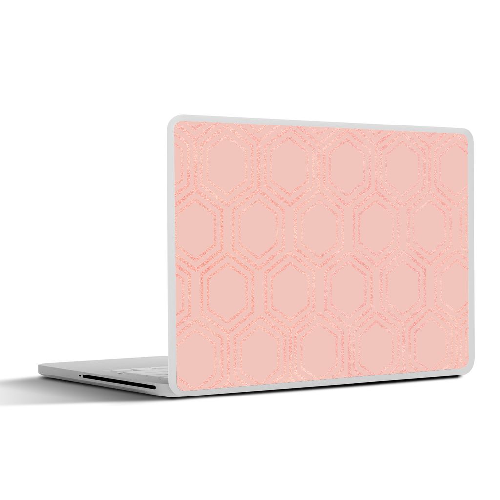 MuchoWow Laptop Aufkleber Sticker Cover Muster - Luxus - Rosa - Sechsecke 32.5x23.5 cm - Sticker für Laptop - Selbstklebend