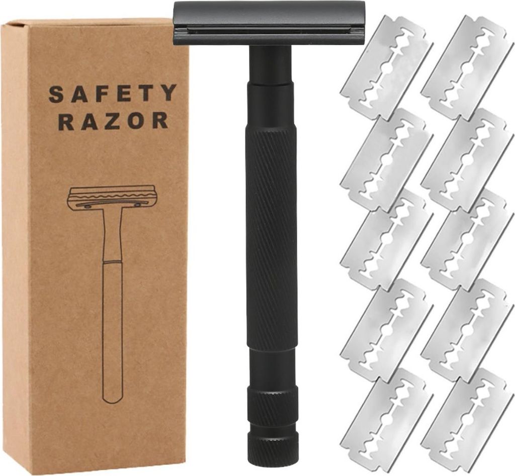 INF Doppelseitiger Rasierhobel mit Rändelmuster für glatte Haut, Mehrfarbig Schwarz