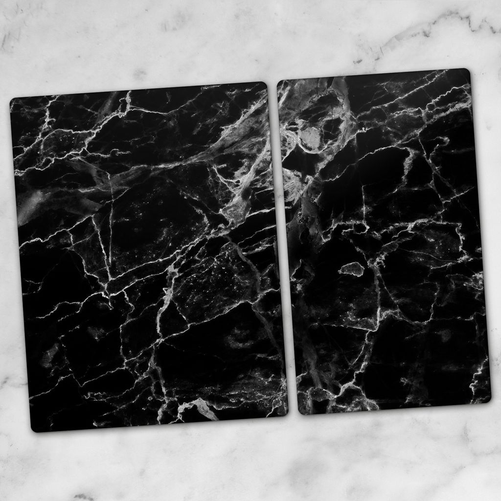 Glas-Herdabdeckplatten Glaskeramikkochfeld-Abdeckung Spritzschutz Glas 70x52 schwarz Marmor