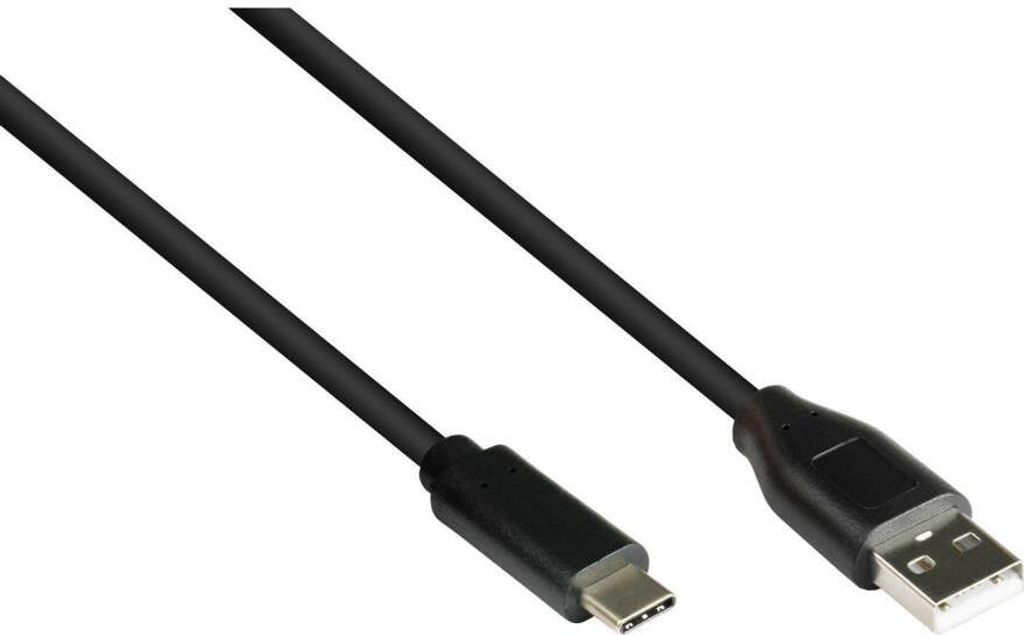 USB 2.0 zu USB-C Anschlusskabel, schwarz, 3m, doppelt geschirmt