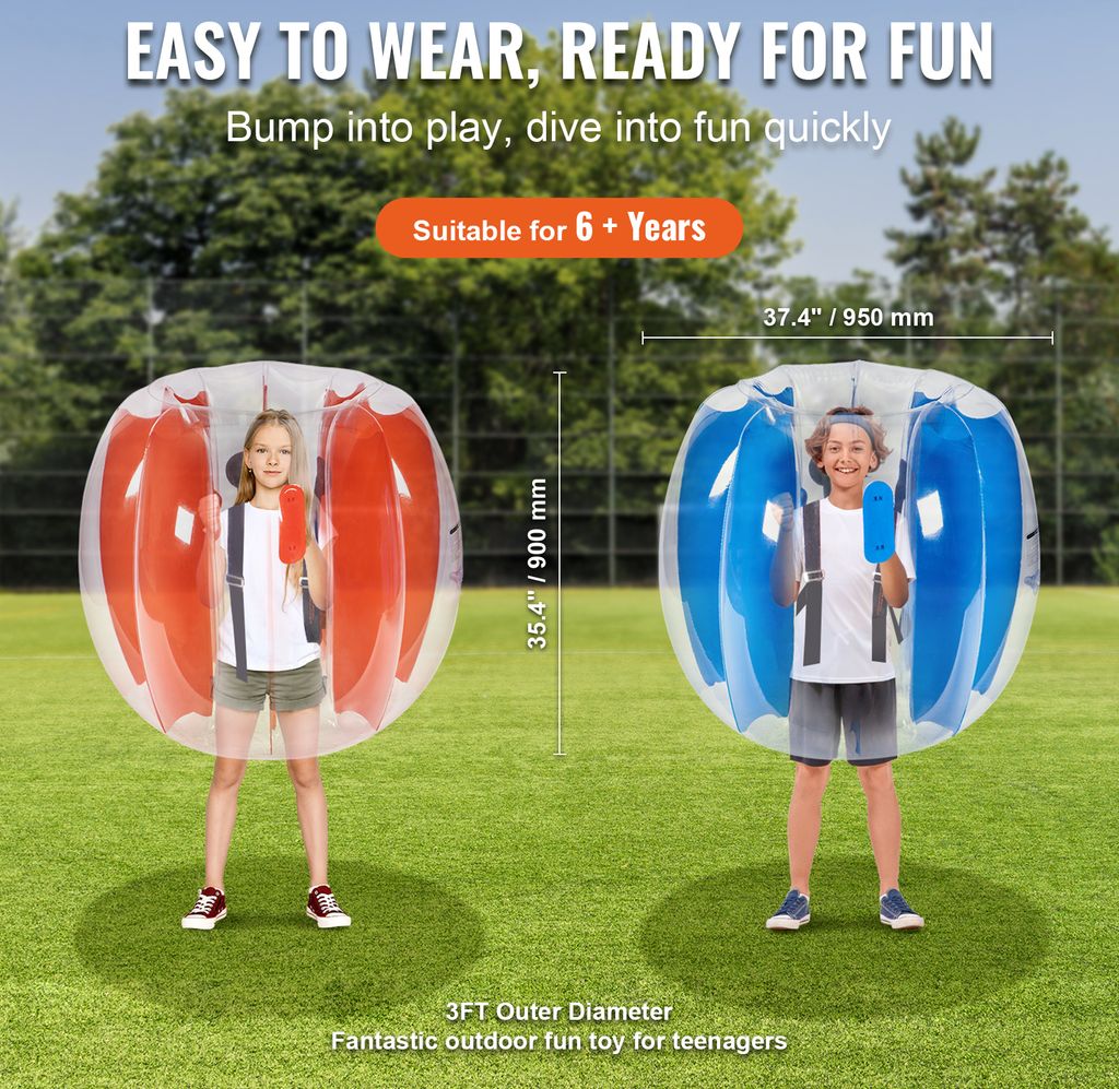 VEVOR Aufblasbare Bumper Balls 2er-Set | 0,9m Stoßbälle Für Kinder & Outdoor-Spiele