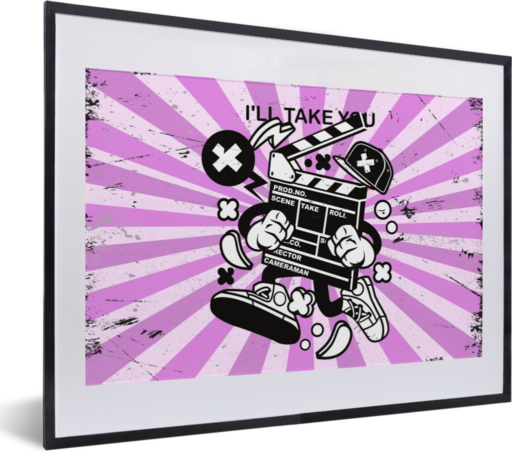 MuchoWow MuchoWow Gerahmtes Poster Filmklappe - Schuhe - Retro 40x30 cm - Poster mit zchwarzem Bilderrahmen - Bilderrahmen - Poster im Rahmen