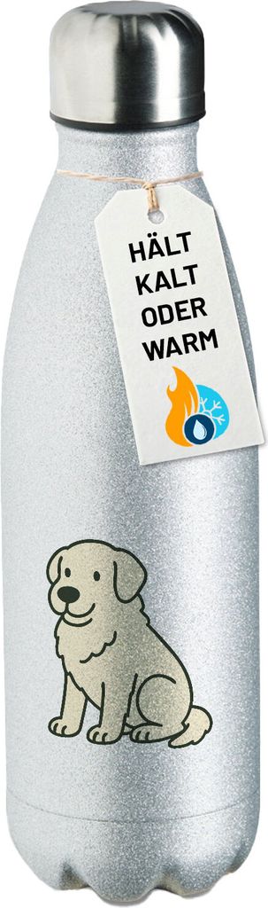 Huuraa Trinkflasche Maremmano Abruzzese Comic Maremmi 500ml Silver Edelstahl Wasserflasche Trinkflasche Geschenkidee