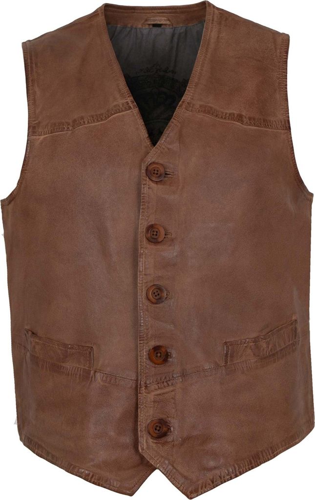 MADDOX - Herren Lederweste Lammnappa cognac : 50