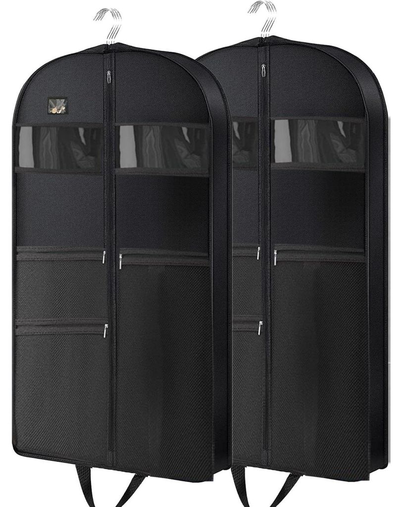 Lange Kleidersack 152 x 60 x 10 cm, hochwertiger Hängekleidersack mit 3 Taschen und einer 10 cm langen Falte, Kleidersack für lange Kleidungsstü...
