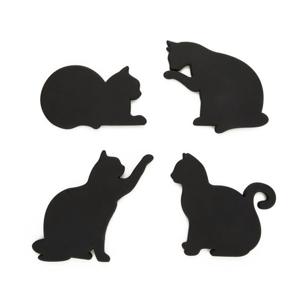 Balvi Sous-verre avec aimants Chats noirs félins - Lot de 4 Image du produit 