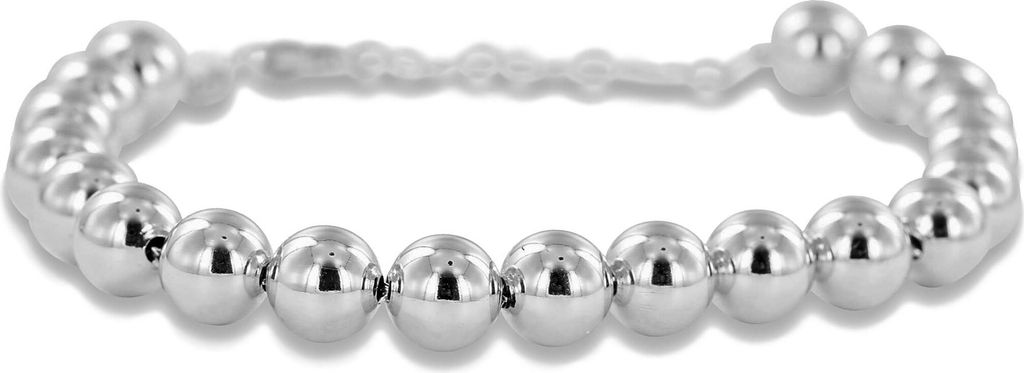 Neu Bling 9NB-0825 Silber Armband - Frauen - Perlen - 8 mm Durchmesser - 19 + 3 cm - Rhodium - Silber