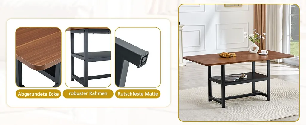 Grande table de repas rectangulaire style loft pour 6 personnes - 12