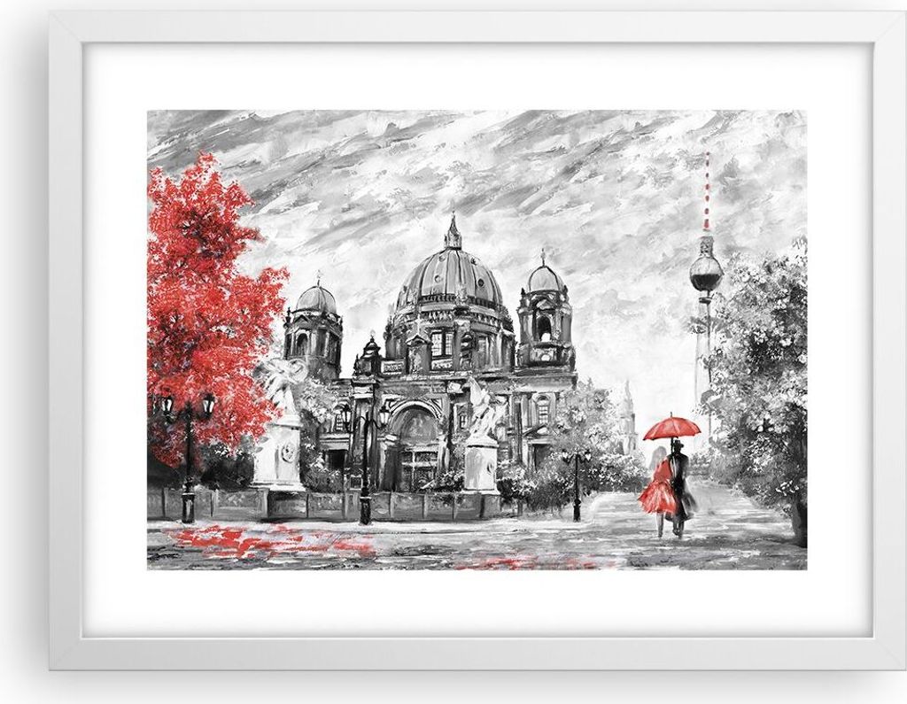 Gerahmtes Poster - Weißer Rahmen - Dom Berlin Liebespaar - 40x30 cm - Wand Bild - Wanddeko - Wandbilder - Kunstposter - Wandposter - Bilderrahmen ...