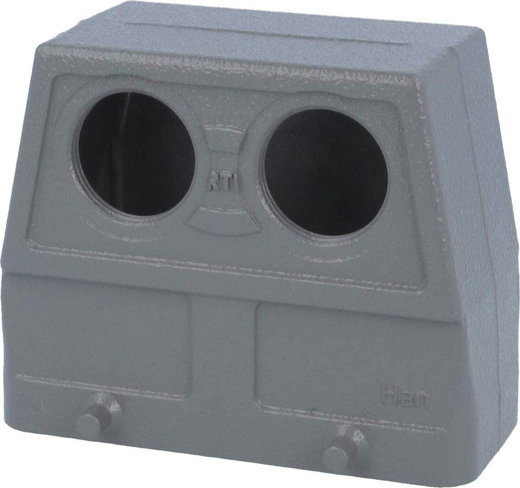 HARTING Han 16B Tüllengehäuse hoch, 2xM25 Front Kabelabgang, für 2 Bügel (am Unterteil) Verschraubung M25 Klemmbereich
