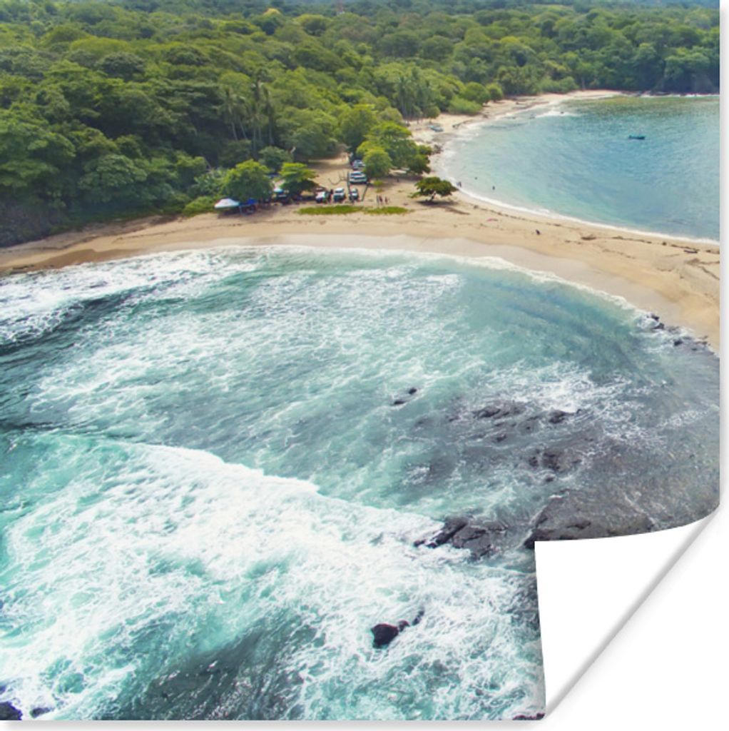 MuchoWow Poster Strand in Costa Rica mit Wasser auf zwei Seiten 30x30 cm - Wandposter - Printing