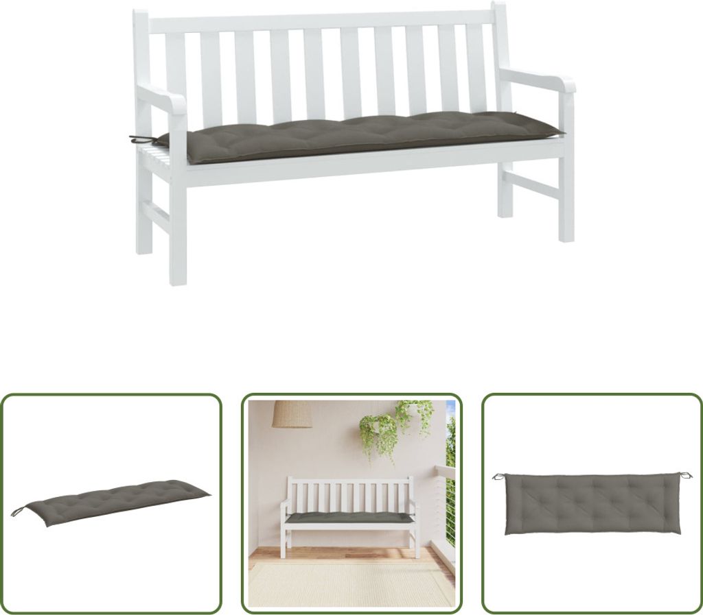 The Living Store Gartenbank-Auflage Melange Dunkelgrau 150x50x7 cm Stoff