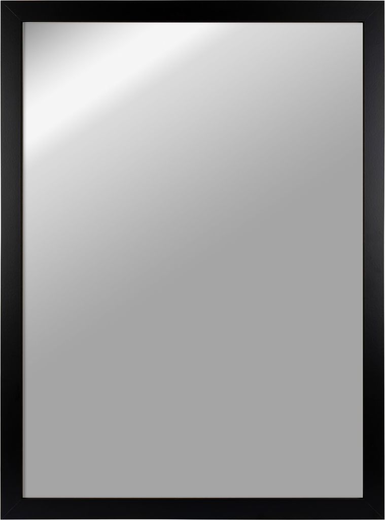 CLAMARO 'Vision' Wandspiegel maßgefertigt | Schwarz Matt | Moderner eckiger Spiegel mit MDF-Holzrahmen, inkl. Metall, Größe:55x70