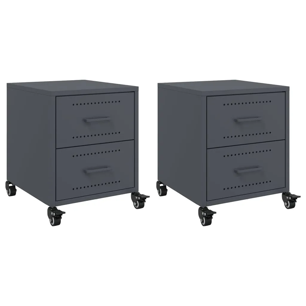 SYFAX Comodini Industrial Acciaio 2 pz Antracite 36x39x43,5 cm