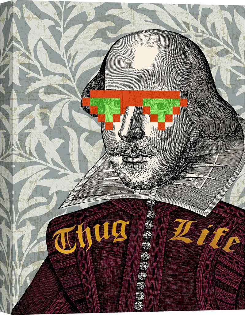 Tableau Toile 70x100 cm William Shakespeare Style Pop Art Coloré