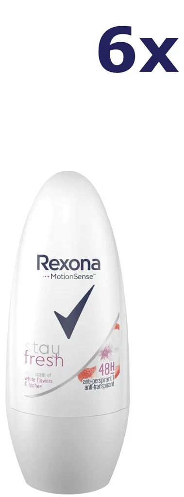 Déodorant Rexona Fleurs Blanches et Litchi Stay Fresh 6 x 50 ml