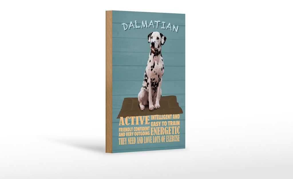 Holzschild Spruch 12x18cm Dalmatian Hund active and easy