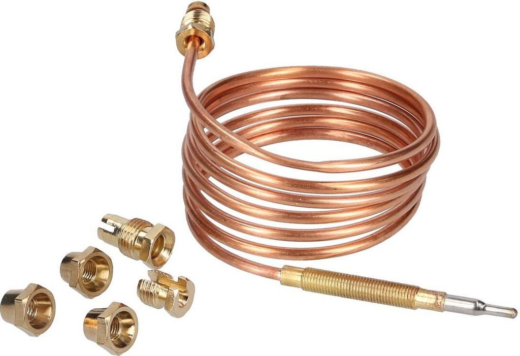 UNIVERSAL Thermoelement Thermoelektrische Zündsicherung 1200 mm mit Adaptern für Gasgrill Gasherd Gas Backofen Heizgerät Gaskessel Therme Terass...
