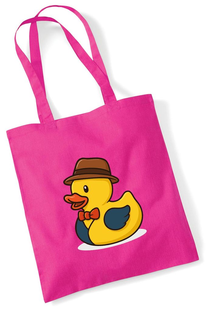 Huuraa Jutebeutel Quietscheente Verkauf Comic Gummiente 10 Liter Fuchsia Baumwolle Tasche Geschenkidee