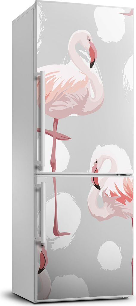 Tulup Kühlschrankdekoration - 70x190 cm - Aufkleber auf dem Kühlschrank - Flamingos und Punkte