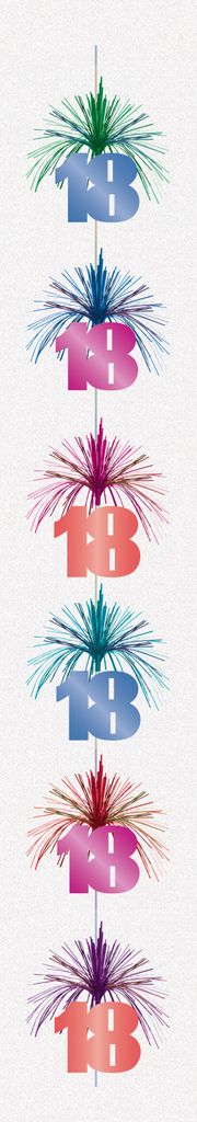 Amscan Kaskade zum 18. Geburtstag, bunte Folien-Hängedekoration, 2,13 m