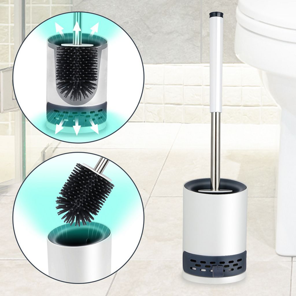 Clanmacy Toilettenbürste Silikon WC-Bürste Garnitur Wandhalter Bürste Klobürste mit Wandbefestigung