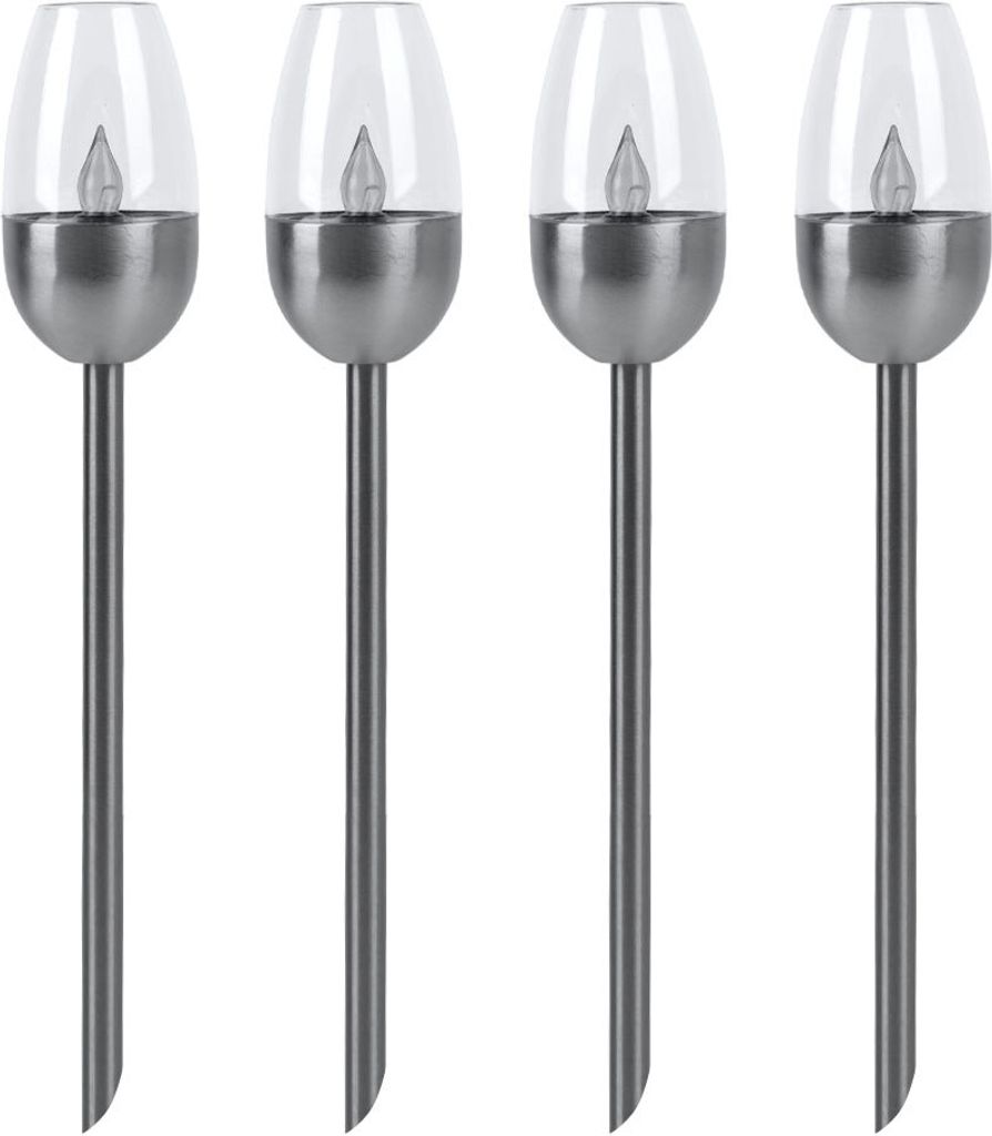 4x LED Außenleuchte, Solarlampe, Metall, schwarz, H 38 cm