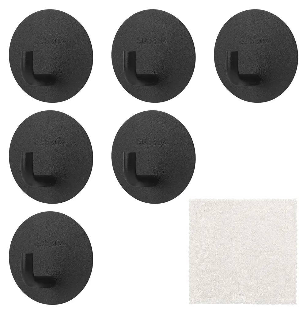 Fixez vos Serviettes sans Percer avec ces 6 Crochets Noirs Adhésifs