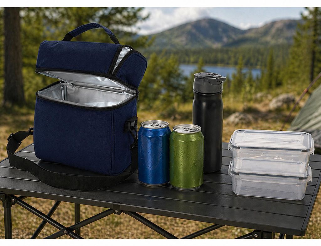 4tlg Kühltasche Lunchbox Kühlbox Wandern Freizeit Angeln Festival Blau