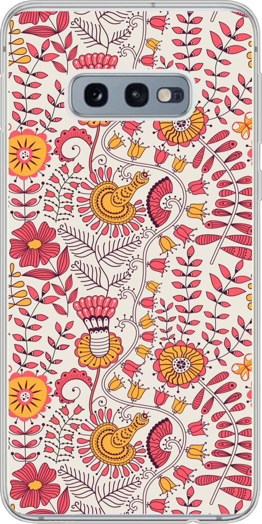 MuchoWow Handyhülle Schutzhülle Hülle für Telefoonhoesje Samsung Galaxy S10e Blumen - Design - Rosa - Orange Silikon Softcase Handy Hülle - ...