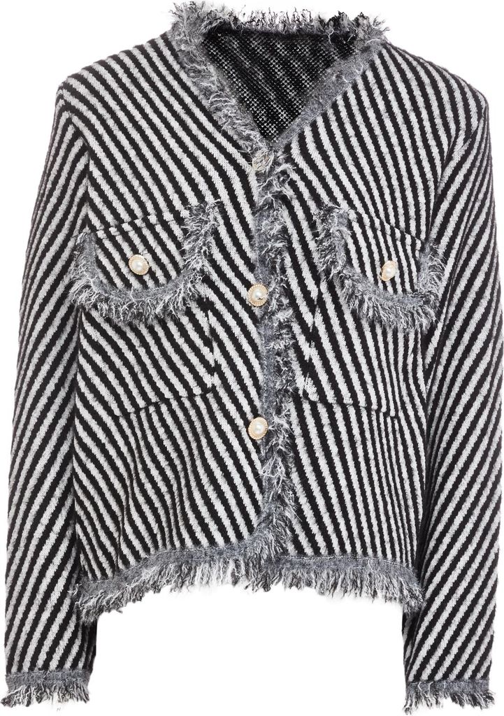 CARNEA damen strickjacke - schwarz wollweiss, M