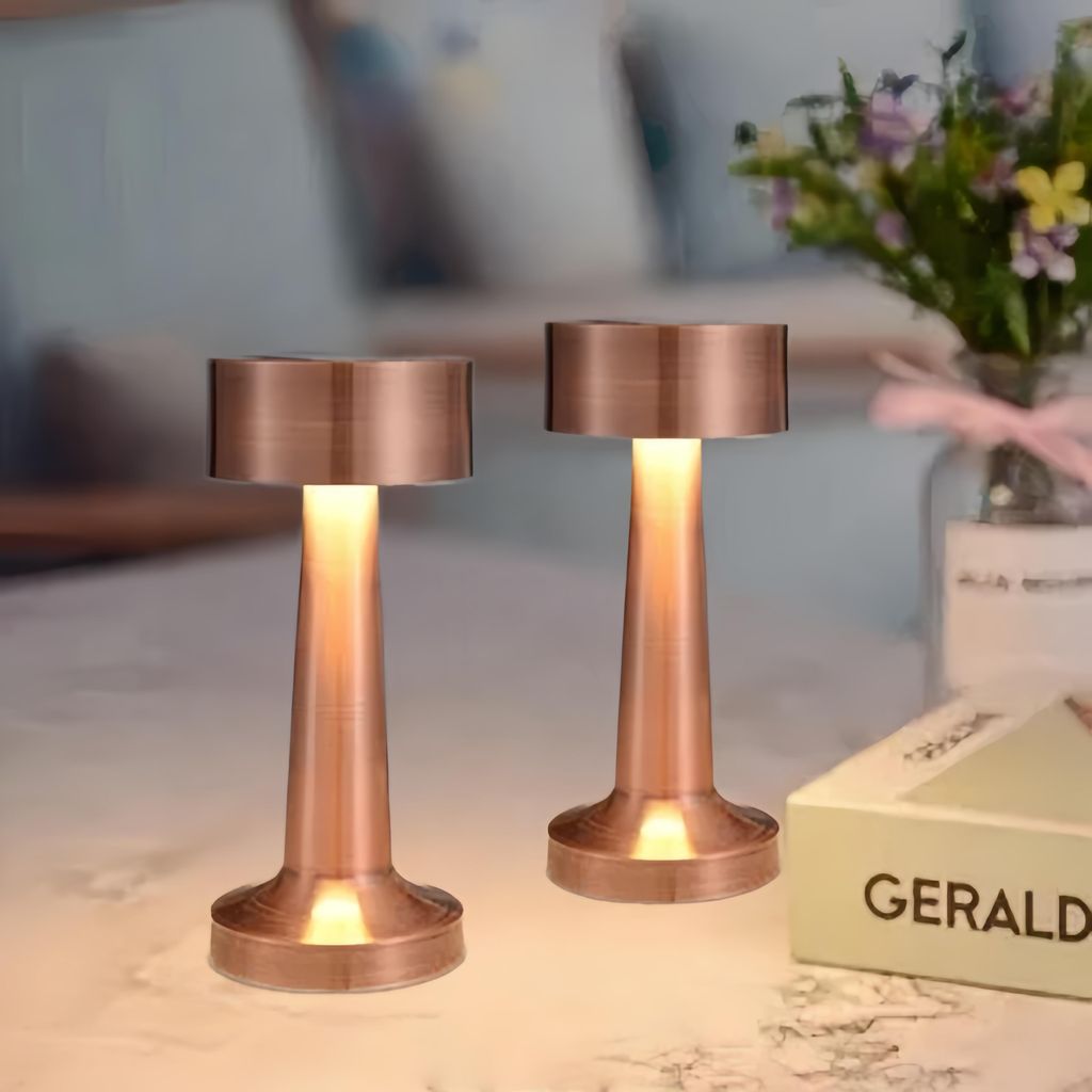 2er-LED-Tischlampe, USB-Aufladung,Kabellos Dimmbar Tischleuchte, 3 Helligkeitsstufen, Touch Steuerung Nachttischlampen,Warmweiβ Nachtlicht, Rotb...