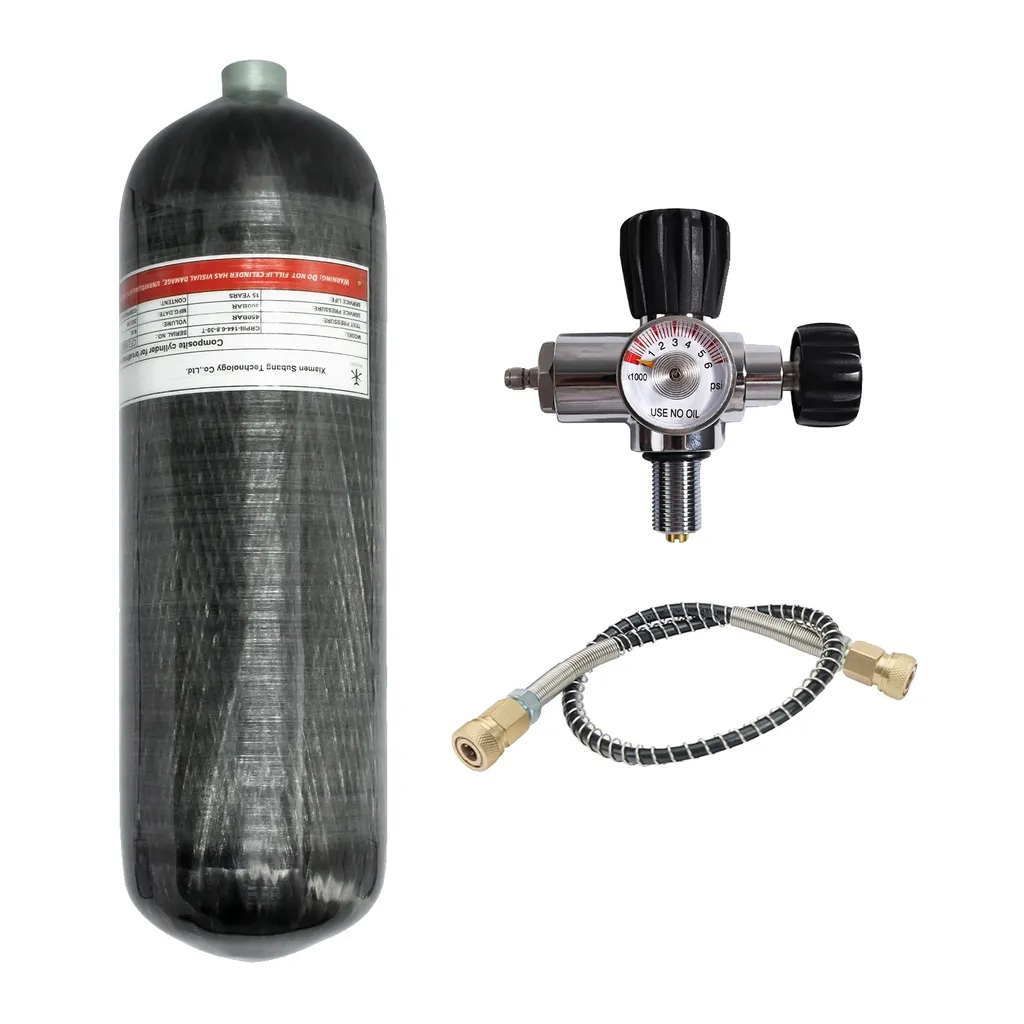 Bouteille carbone 6,8L pour plongée et tir sportif 300 BAR avec valve