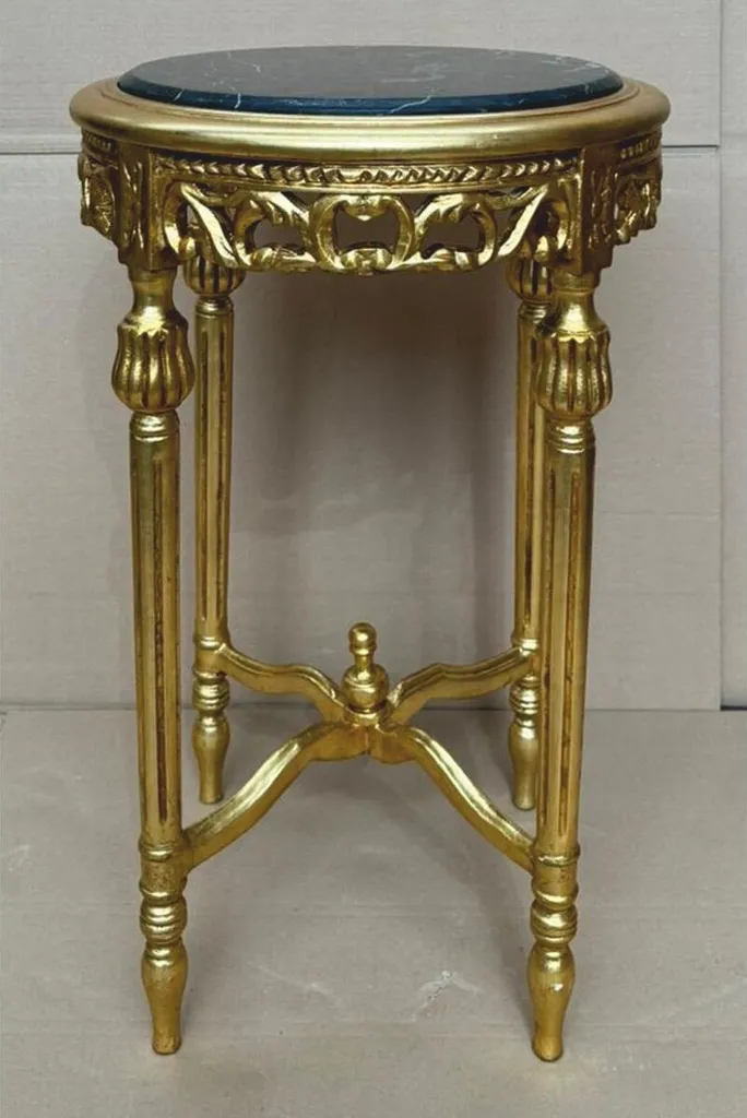 Table d'appoint baroque or et noir Ø 45 cm Casa Padrino luxe - Meuble chic