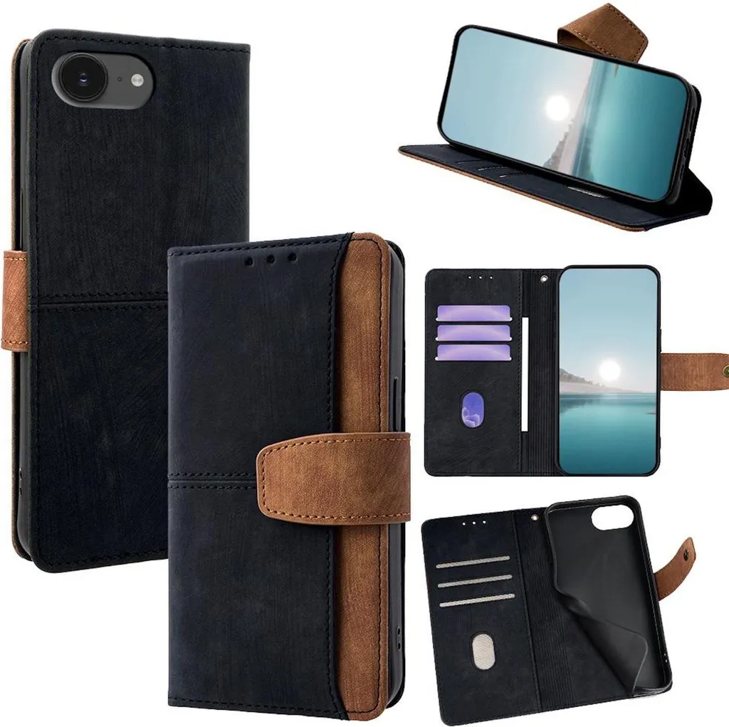 Custodia iPhone 16e in Ecopelle Nera: Protezione RFID e Slot Carte