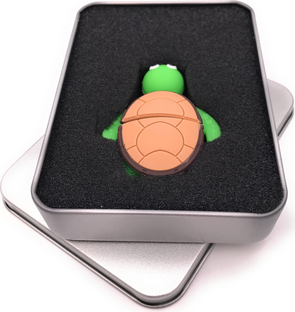 Onwomania Schildkröte Tortoise Grün flach USB Stick in Alu Geschenkbox 16 GB USB 3.0