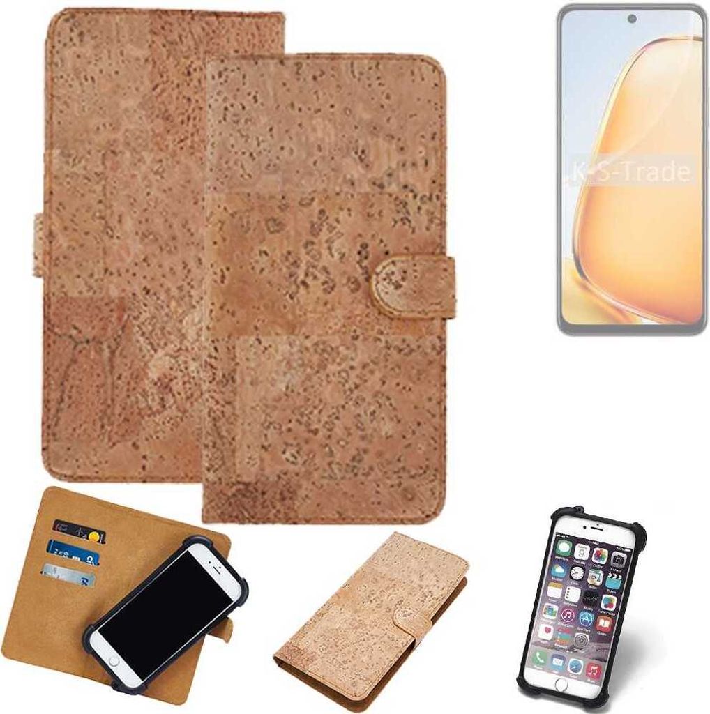 K-S-Trade Hülle kompatibel mit Vivo Y28 4G Kork Handyhülle Cover Schutzhülle TPU Case Bumper in Hellbraun, (1x)