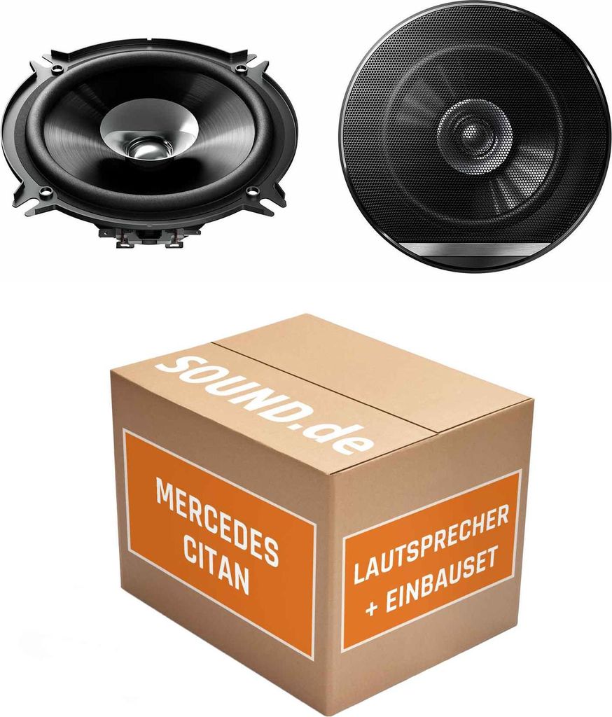 Lautsprecher Boxen Einbaupaket vorne Pioneer TS-G1310F passend für Mercedes Citan W415 | 2x Tief-Mitteltöner mit integriertem Hochtöner 230W MAX