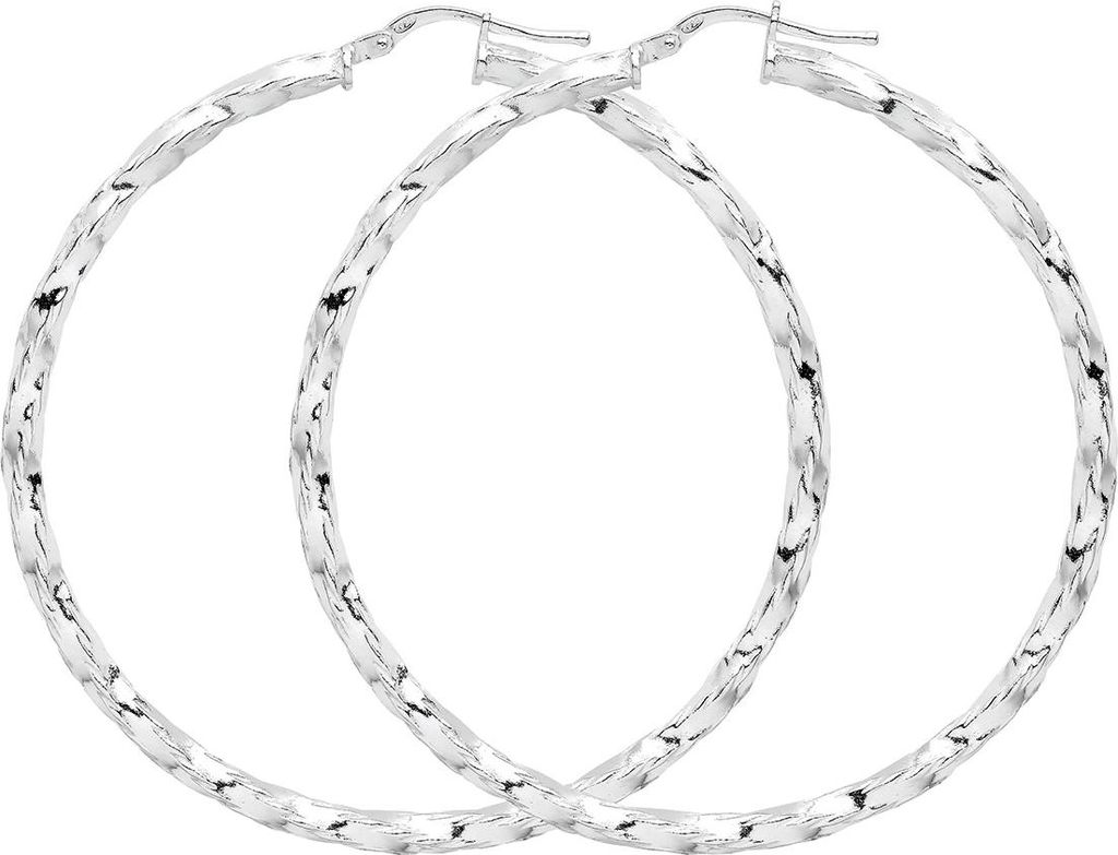 925 Sterling Silber Damen - Paar Creolen - 50mm; TRS37245MM50