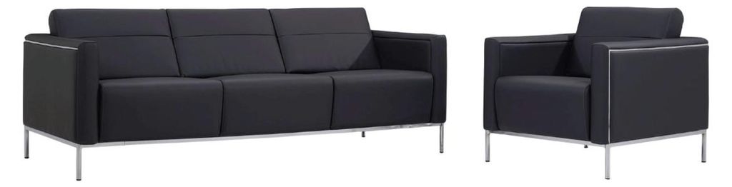 Büro Möbel Sessel Design Sofa 3-Sitzer Textil Polster 2x Sessel Luxus Sitz Relax