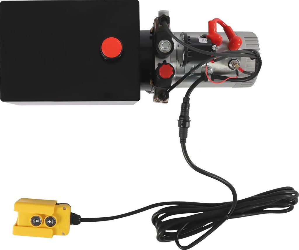 Hydraulikpumpe für Kippanhänger - Hydraulikaggregat 12 V DC - 3 kW - Tank 8 L - 16 MPa - Einstufig, horizontal - EU-Stecker