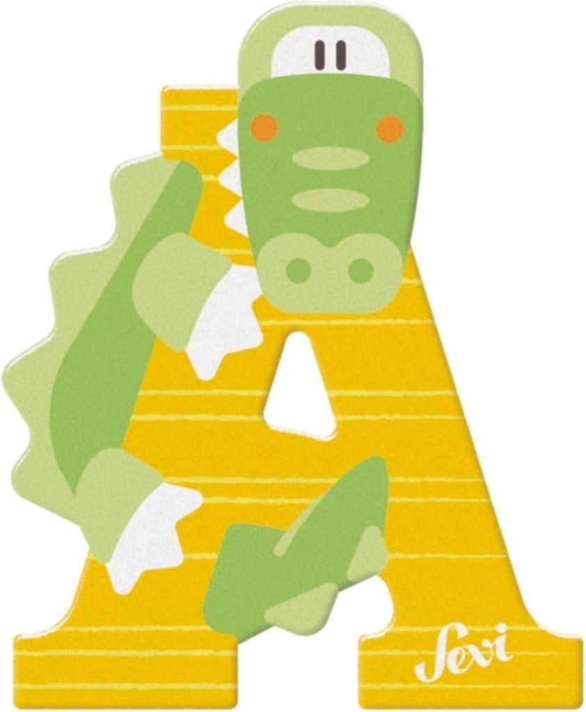 A decorative letter 'A' shaped like a cartoon alligator.