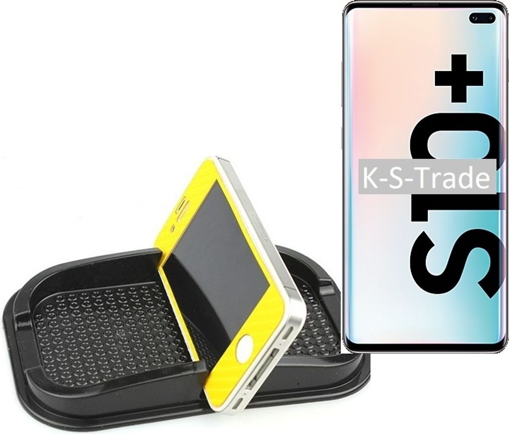 K-S-Trade Auto Anti Rutsch Matte Smartphone-Halter kompatibel mit Samsung S10+ 128GB Haft Pad Armaturenbrett Handy-Halterung Silikon