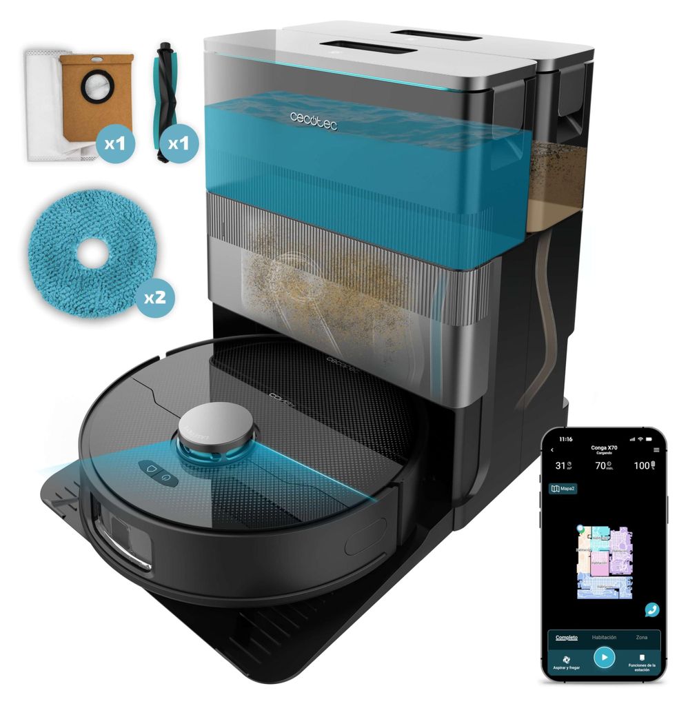 Cecotec Conga X70 Staubsauger- und Wischroboter mit KI, Produktbild 