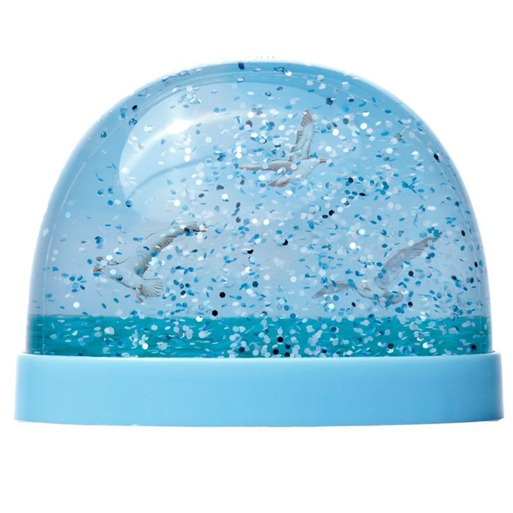 Möwe und Boje Große Glitzer Schneekugel