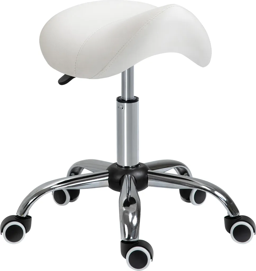 Fortuna Lai Tabouret à roulettes pivotant réglable en hauteur blanc