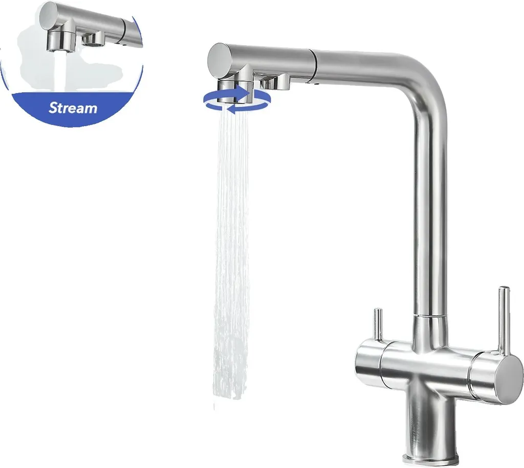 Robinet de cuisine robuste nickel brossé contre calcaire et corrosion