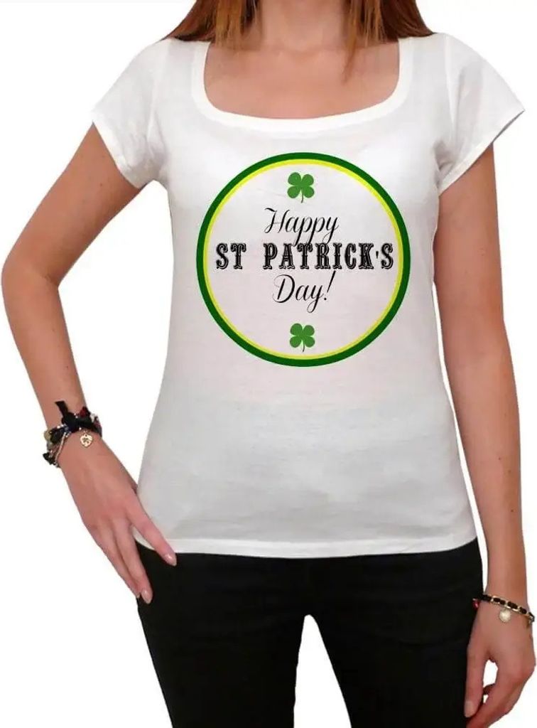 Damen Grafik T-Shirt Fröhlichen St Patricks Day 1 – Happy St Patrick's Day 1 – Öko-Verantwortlich Vintage Jahrgang Kurzarm Lustige Druck Gebu...