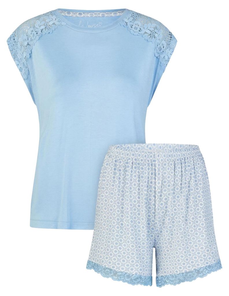 by Louise Damen Pyjama – Kurzarm Schlafanzug mit kurzer Hose, bequem & atmungsaktiv