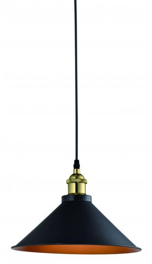GTV - Pendelleuchte Deckenleuchte MANI 2, AC220-240V, 50/60Hz, 1*E27, IP20, DURCHM. 30 CM, einzeln, schwarz/gold